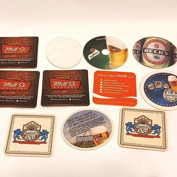 Beer Coaster Lot of 11 Mill Street AMSTEL BECK'S LOT COCA COLA - Picture 2 of 2